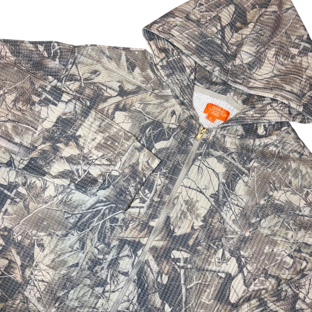 Negative Space NWT Mens Full Zip Woods Camouflage Waffle Knit Hoodie‎ Hunting Lg